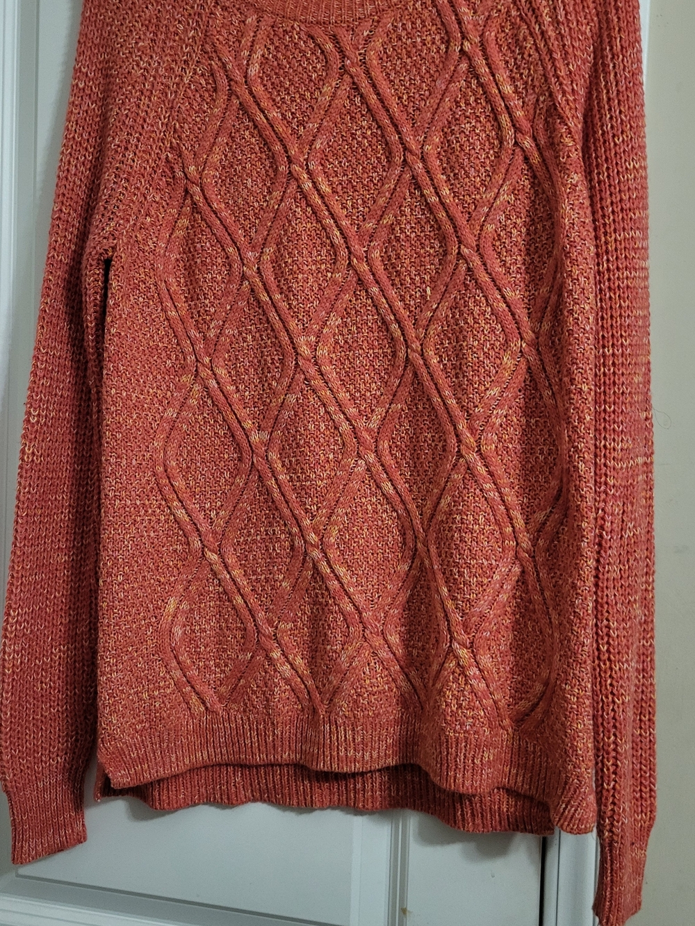 Faded Glory Burnt Orange Cable Knit Sweater